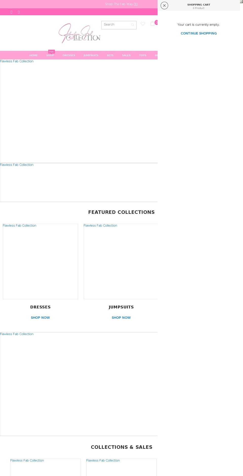 flawlessfabcollection.com shopify website screenshot