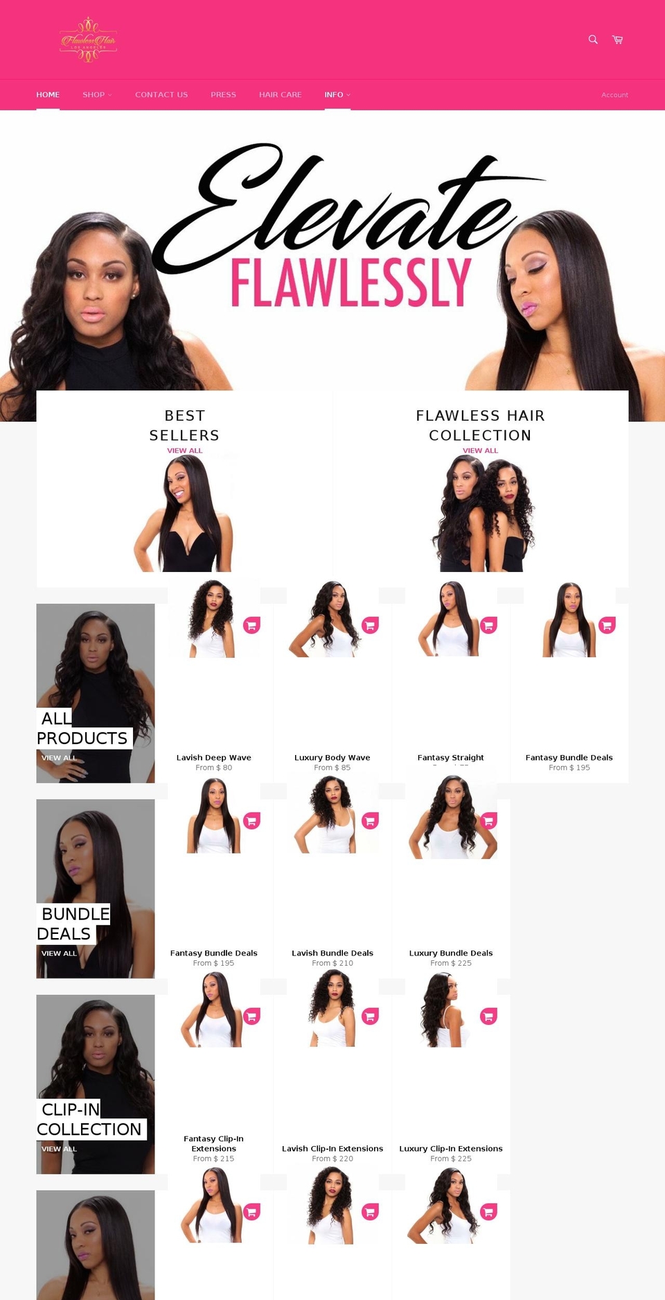 flawlesshairla.com shopify website screenshot