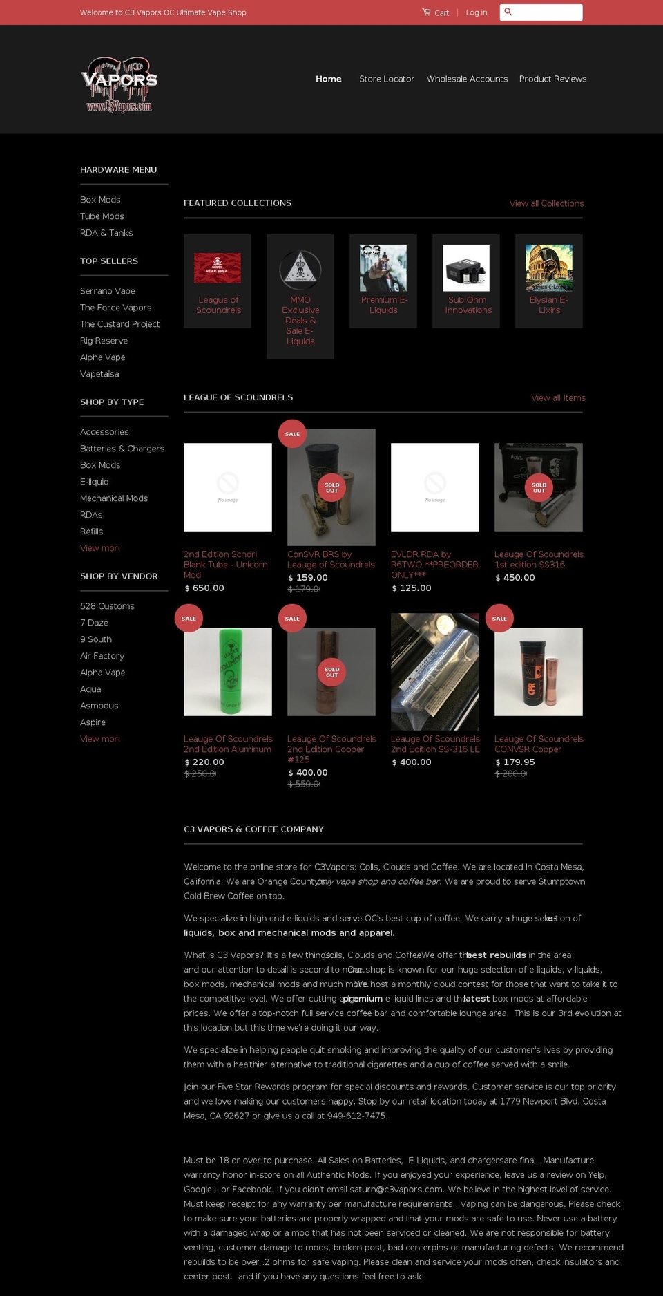 flawlessvapors.net shopify website screenshot