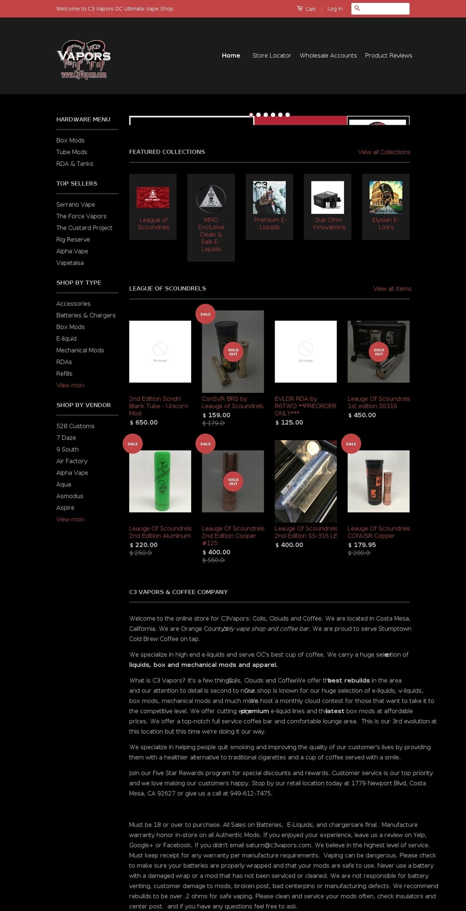 flawlessvapors.us shopify website screenshot