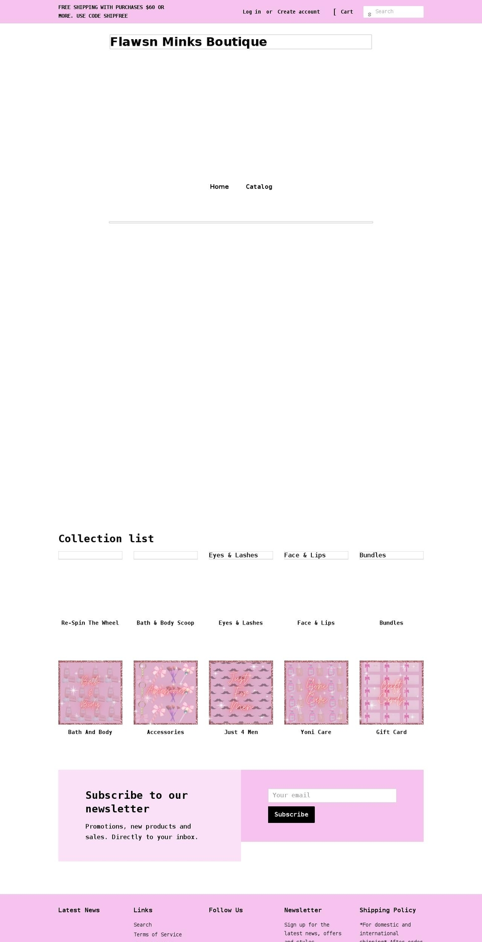 flawsnminksboutique.com shopify website screenshot