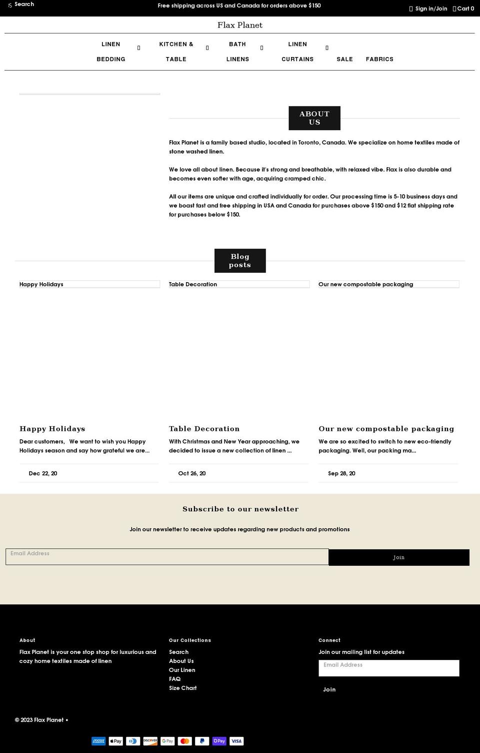 flaxplanet.com shopify website screenshot