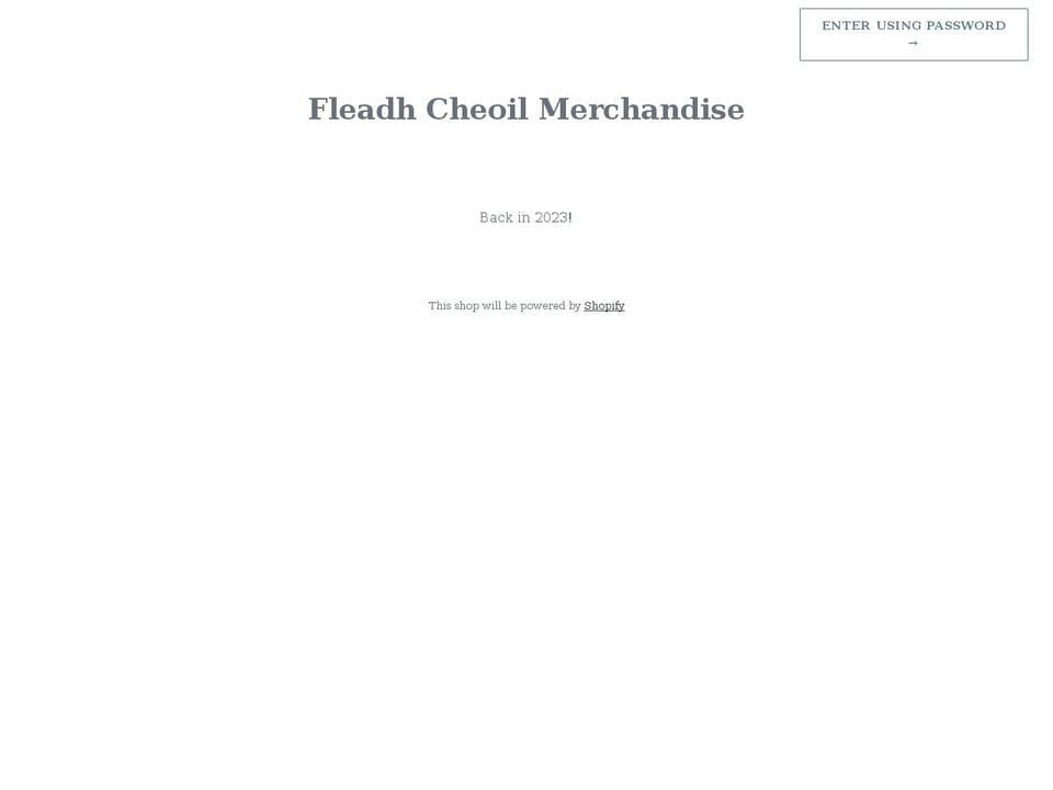 fleadhcheoilmerchandise.com shopify website screenshot