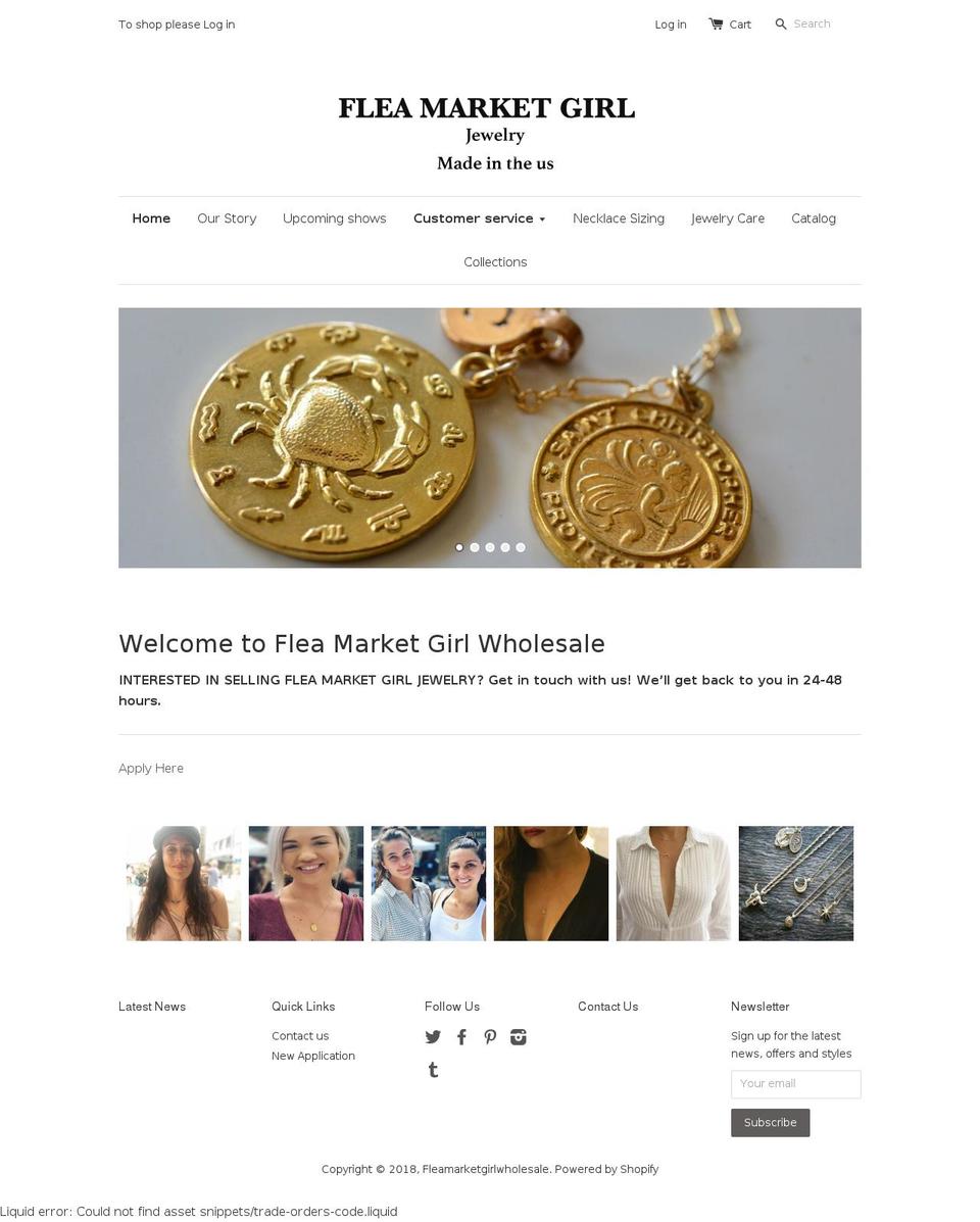 fleamarketgirlwholesale.com shopify website screenshot