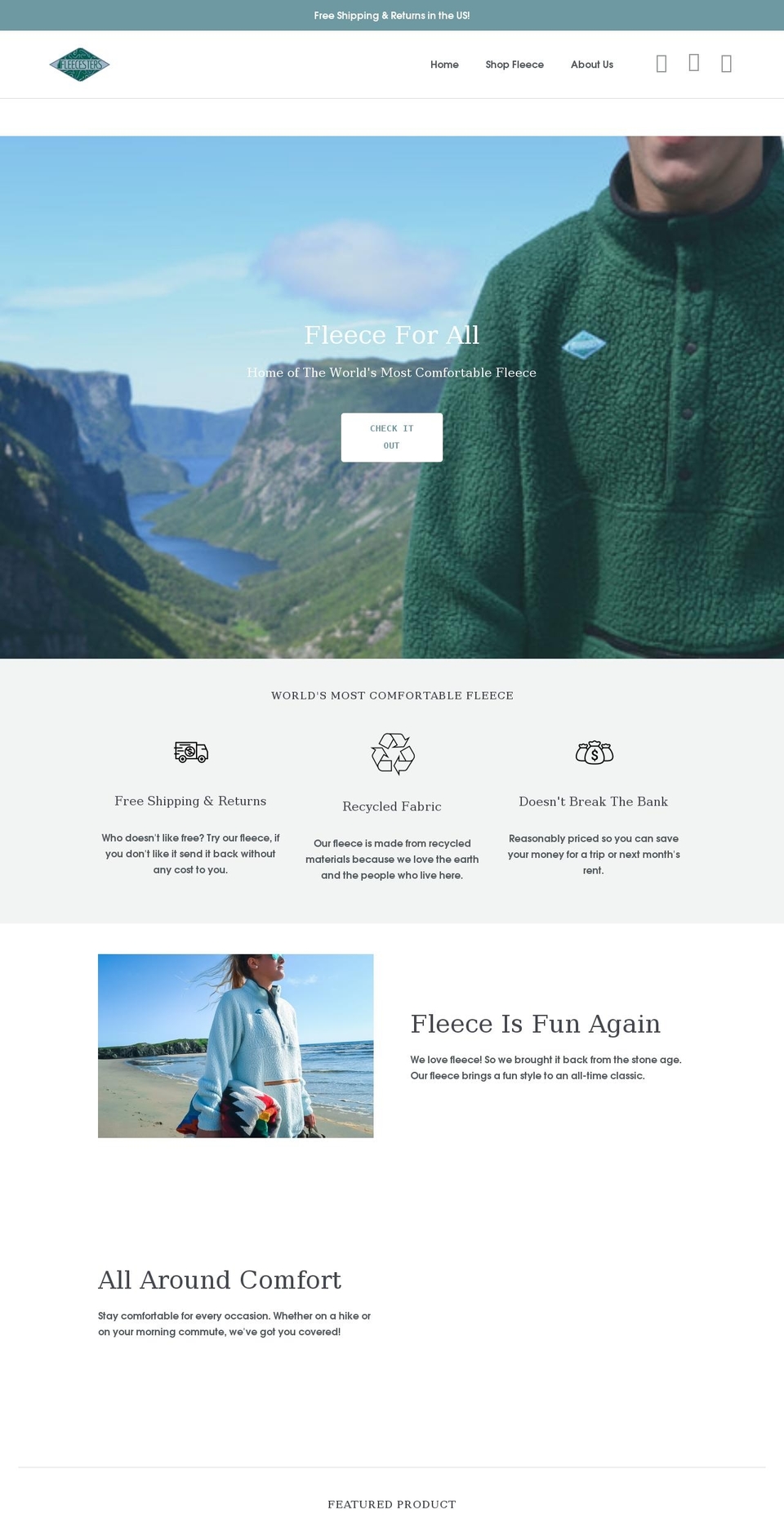 fleecesters.com — Shopify storefront screenshot