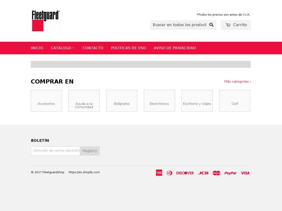 fleetguardshop.net shopify website screenshot