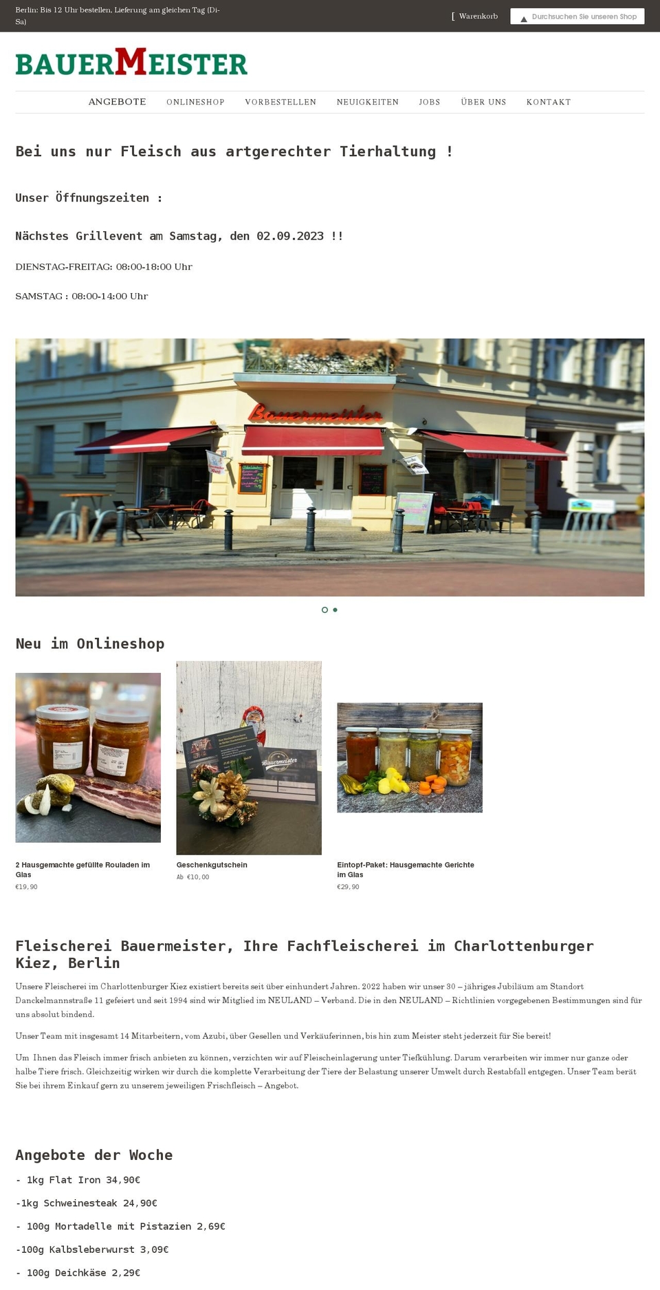 Fleischerei Shopify theme site example fleischerei-bauermeister.de