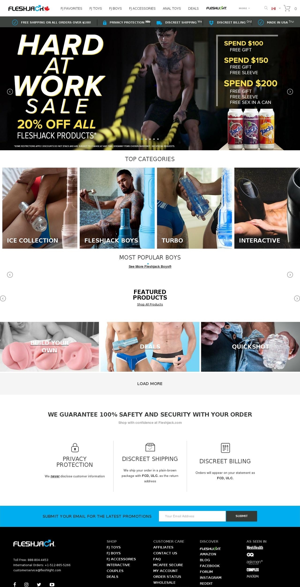 fleshjack.ca shopify website screenshot