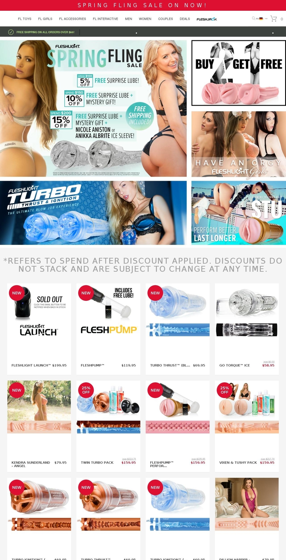 fleshlights.net shopify website screenshot