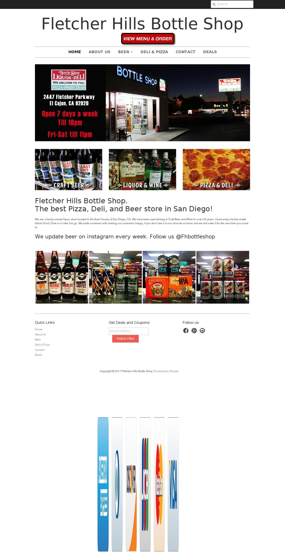 fletcherhillsbottleshop.com shopify website screenshot