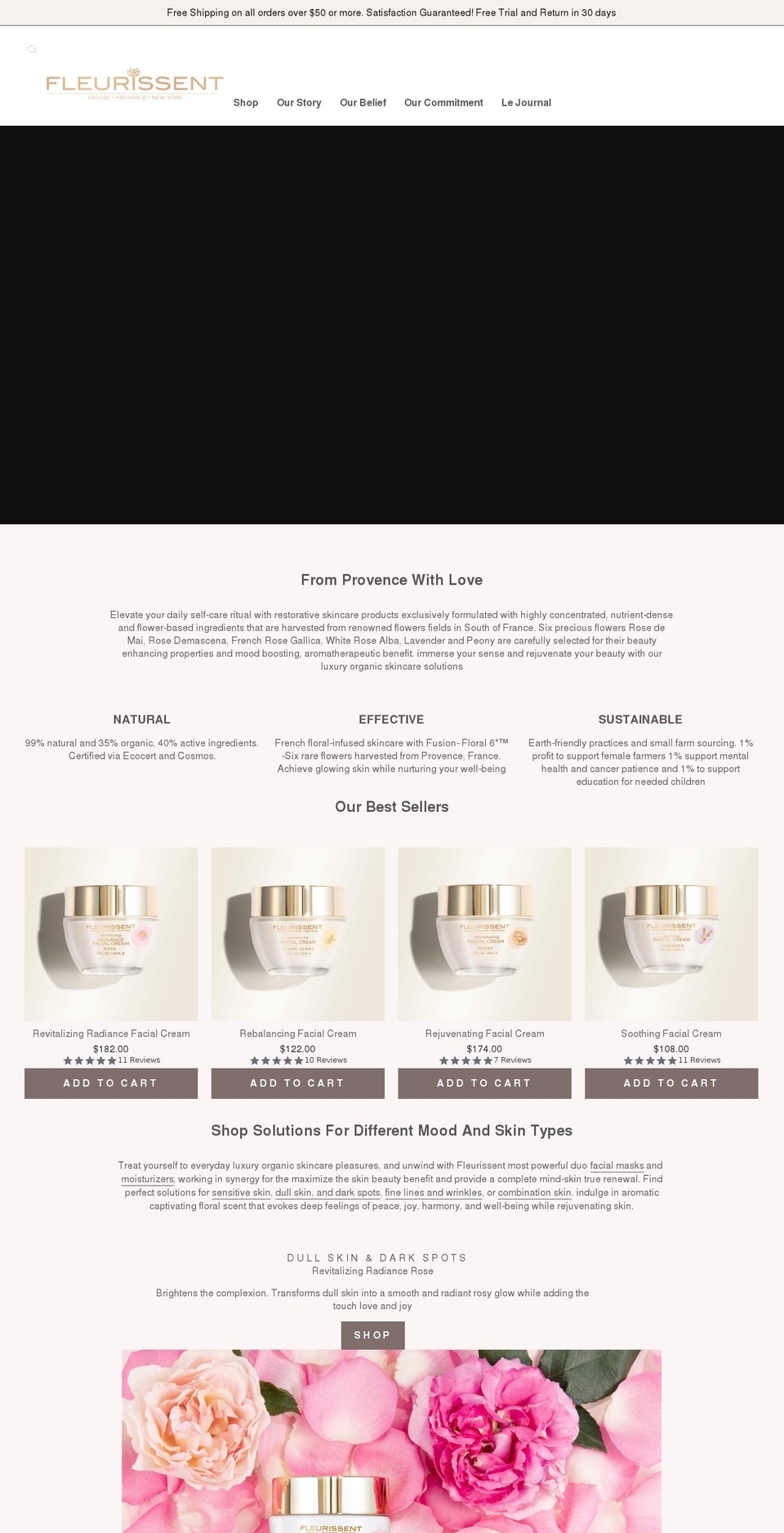 fleurissentskincare.com shopify website screenshot