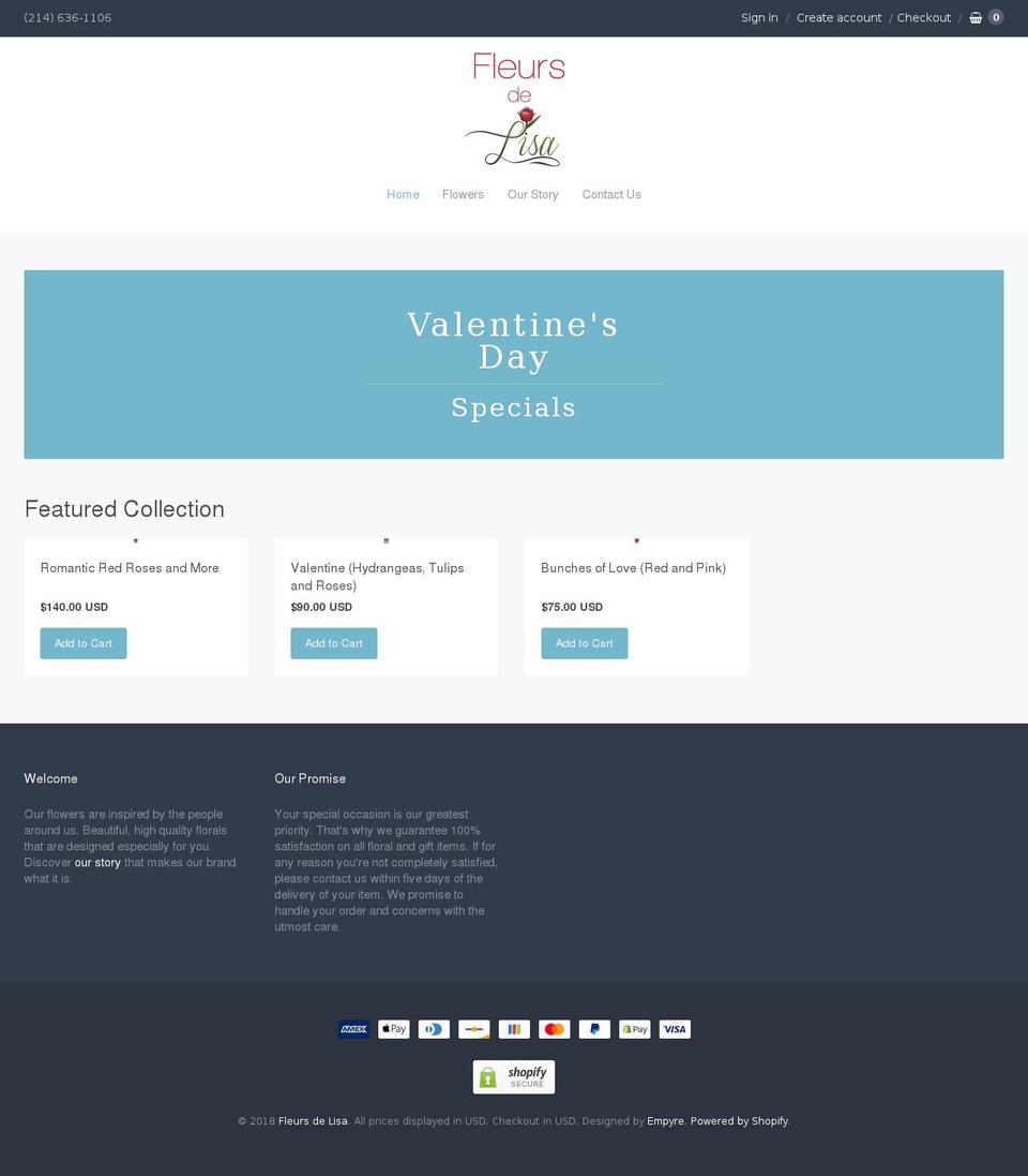 fleursdelisa.com — Shopify storefront screenshot