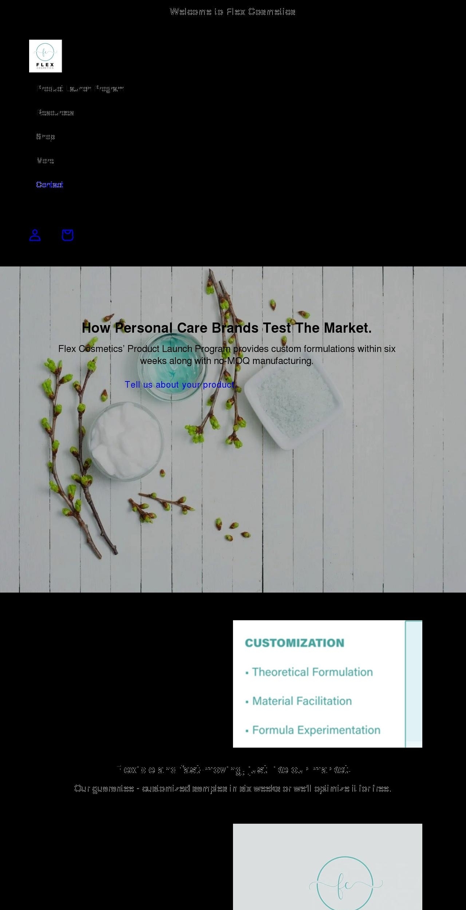 flexcosmetics.com shopify website screenshot