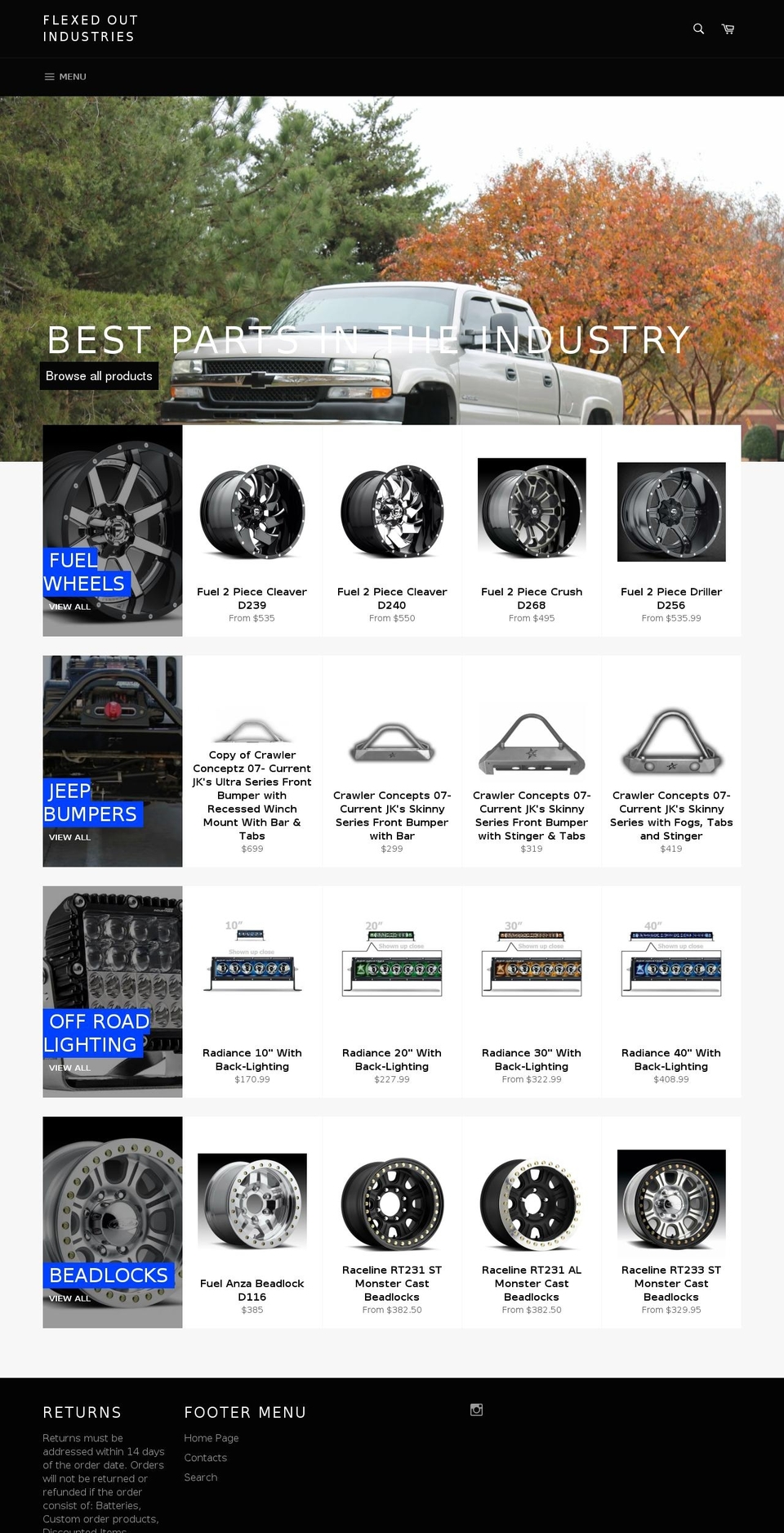 flexedoutindustries.com — Shopify storefront screenshot