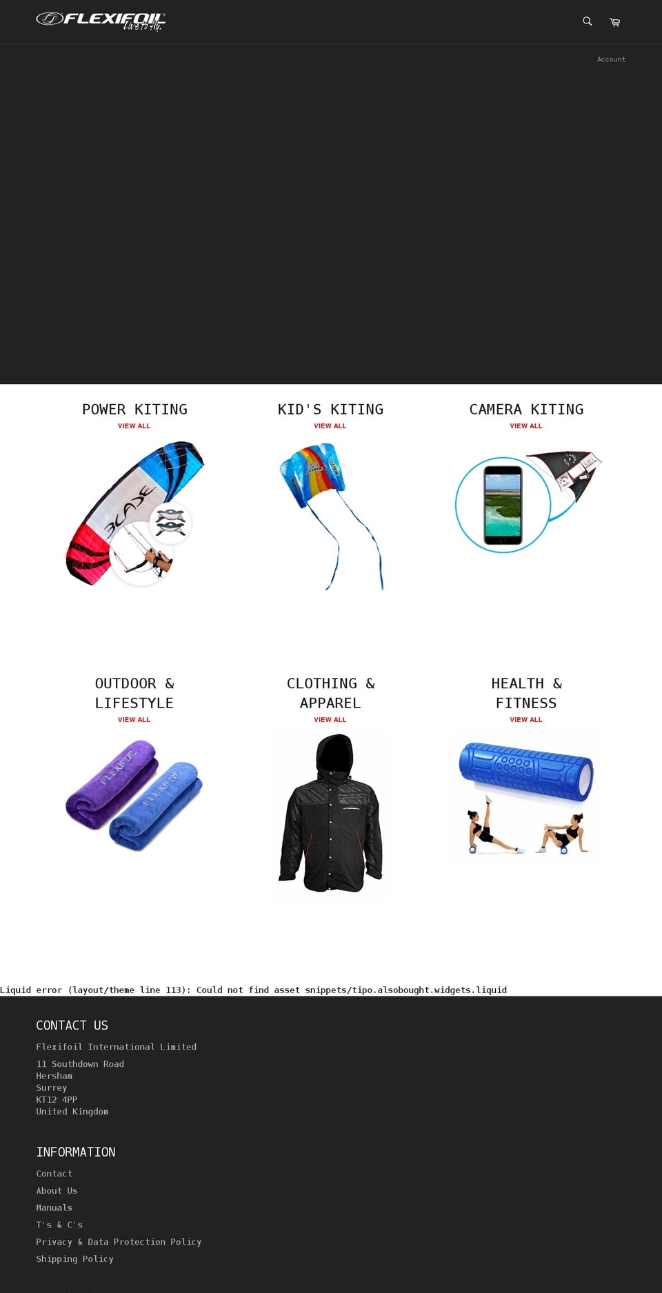 flexifoil.co.uk shopify website screenshot