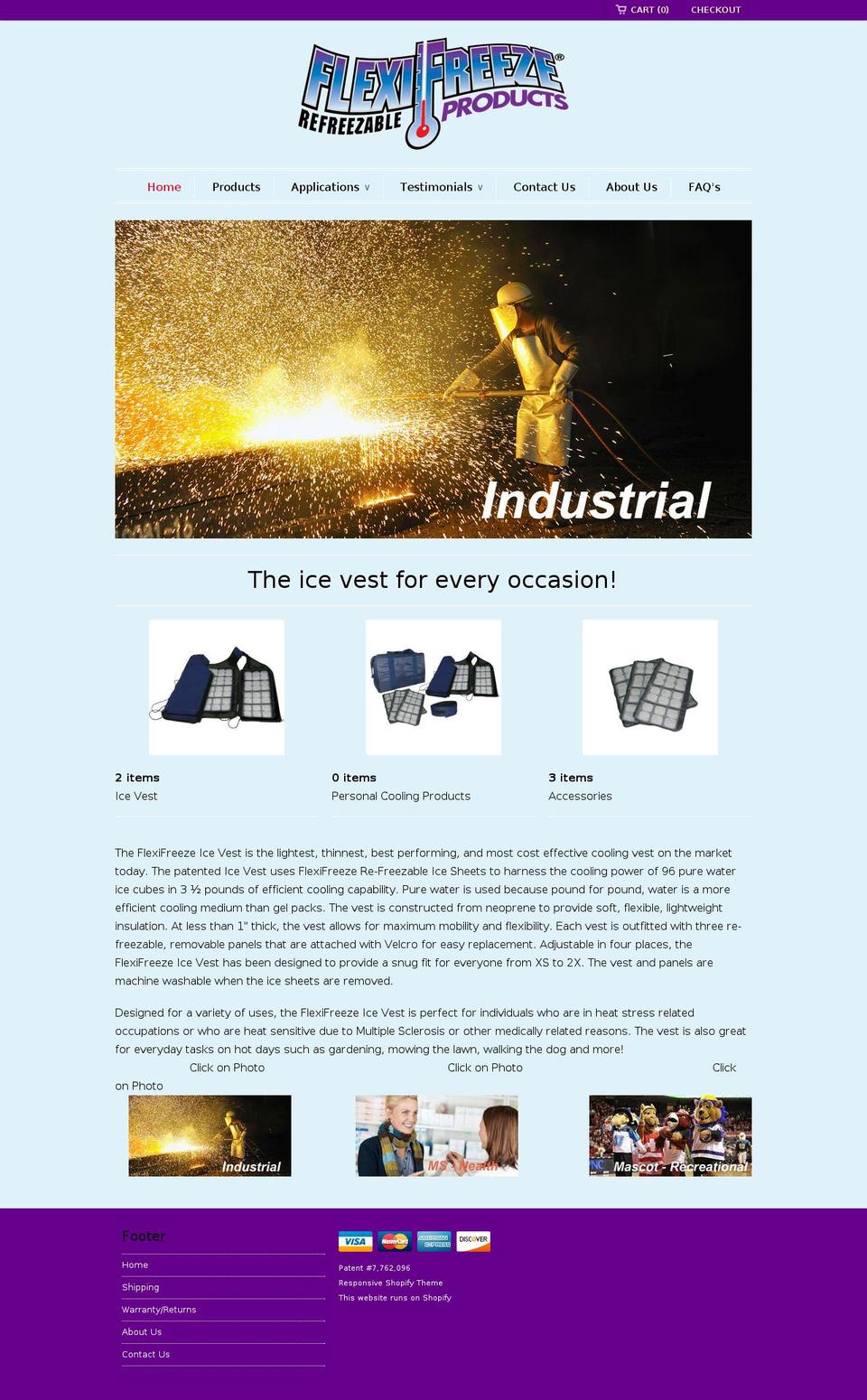 flexifreezeicevest.com shopify website screenshot
