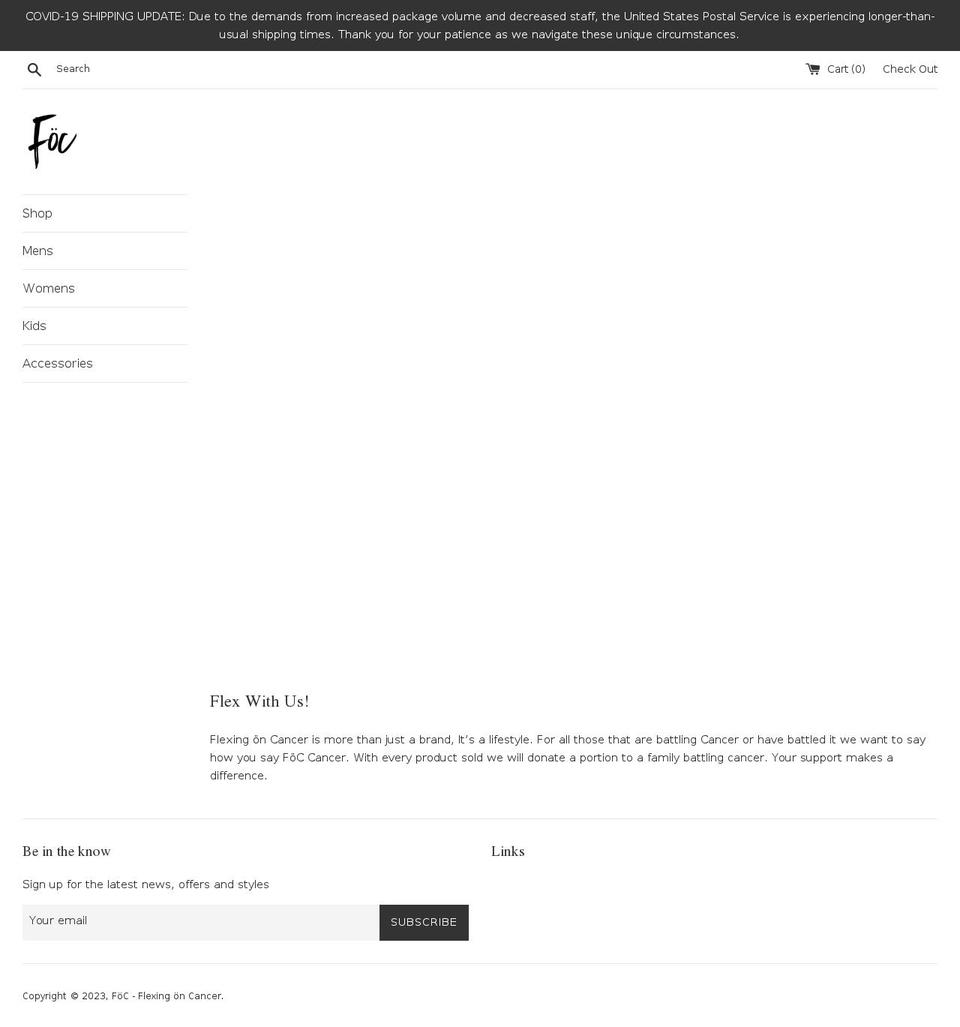flexingoncancer.com shopify website screenshot
