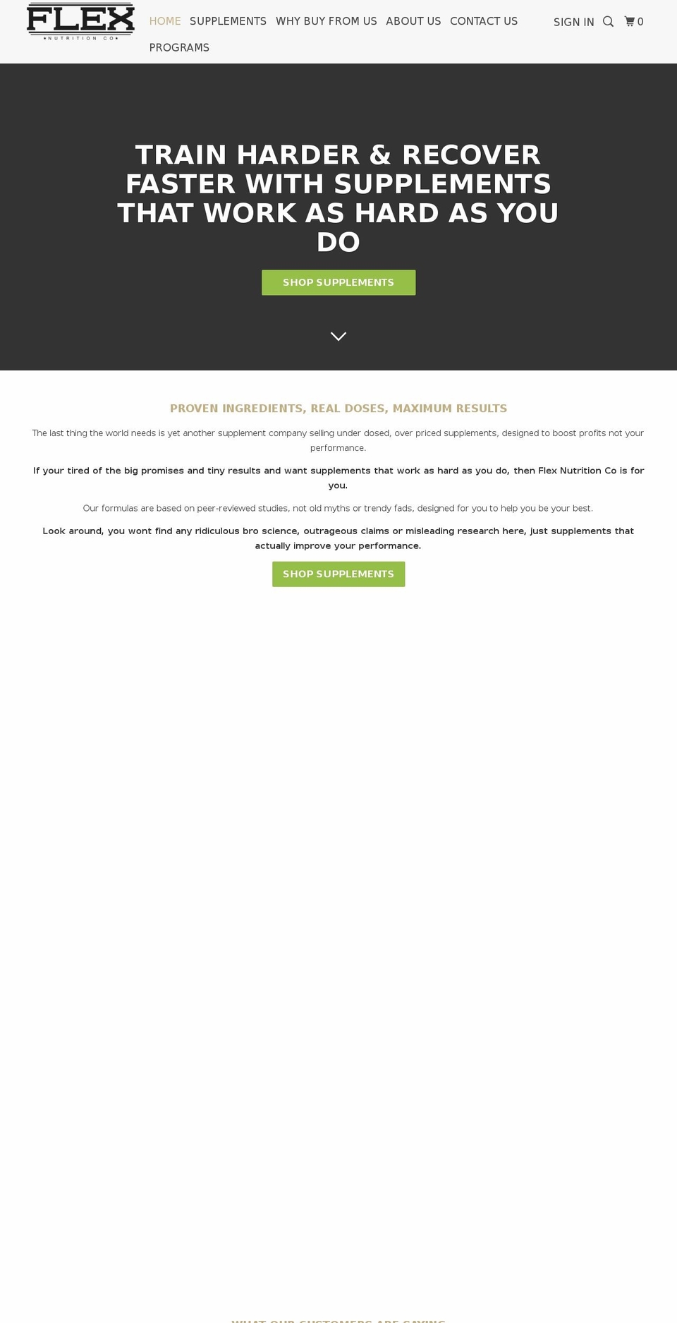 flexnutritionco.com — Shopify storefront screenshot