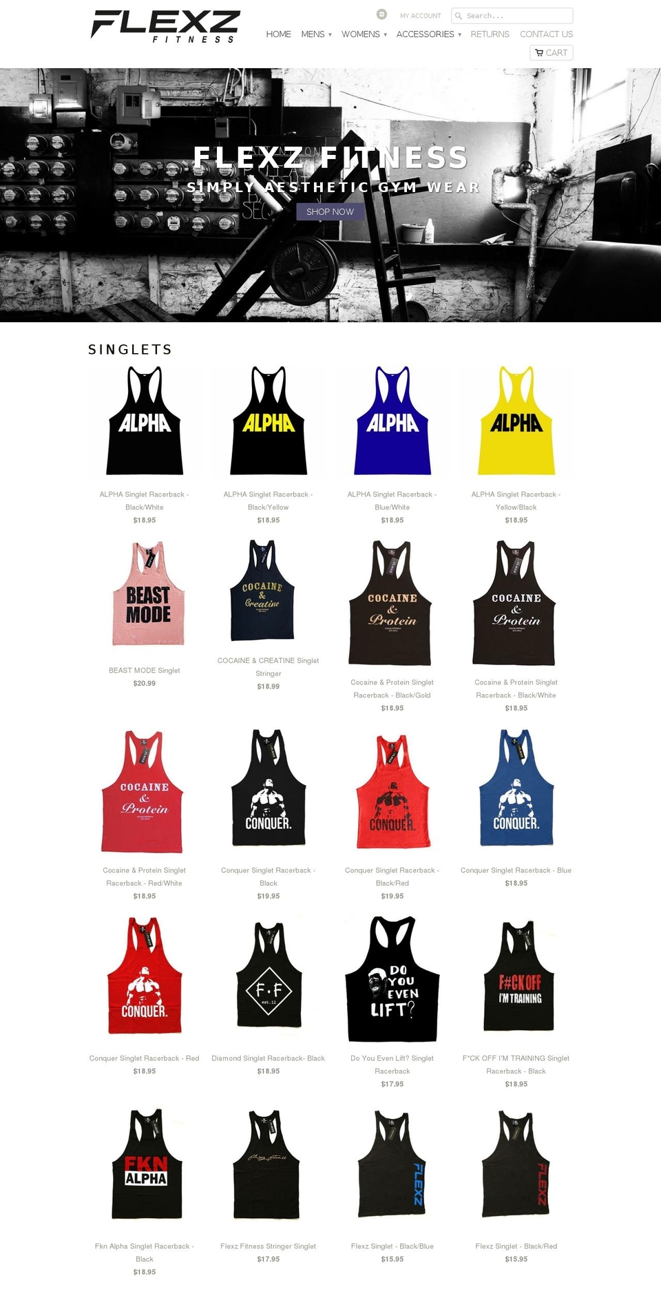 flexzfitness.com shopify website screenshot