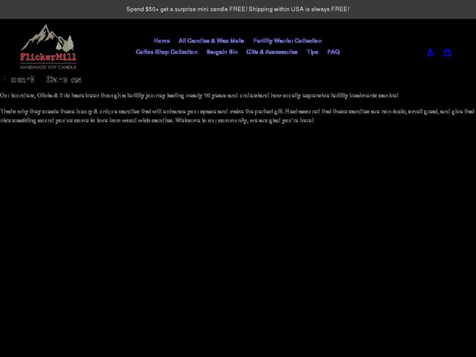 flickermillcandles.com shopify website screenshot