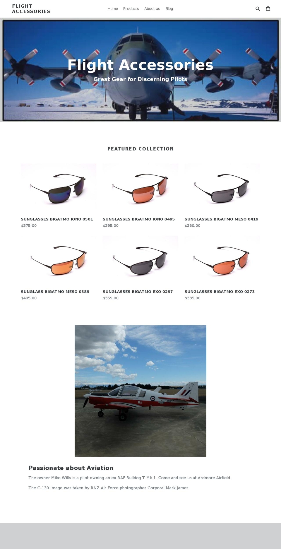 flightaccessories.com shopify website screenshot