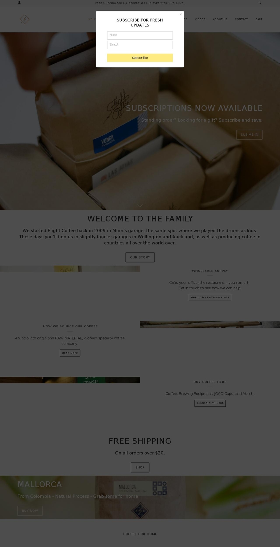 flightcoffee.co.nz shopify website screenshot