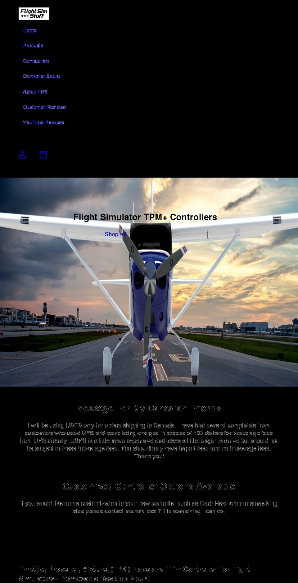 flightsimstuff.com shopify website screenshot