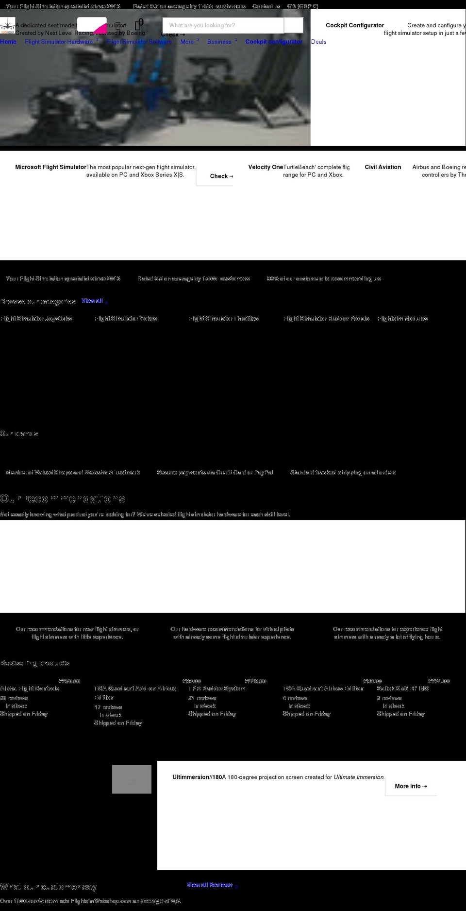 flightsimwebshop.co.uk shopify website screenshot