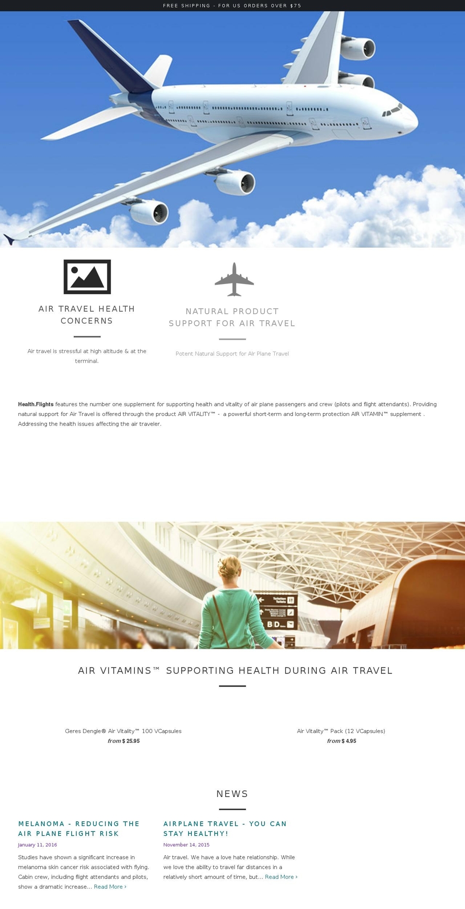 flightvitality.com shopify website screenshot