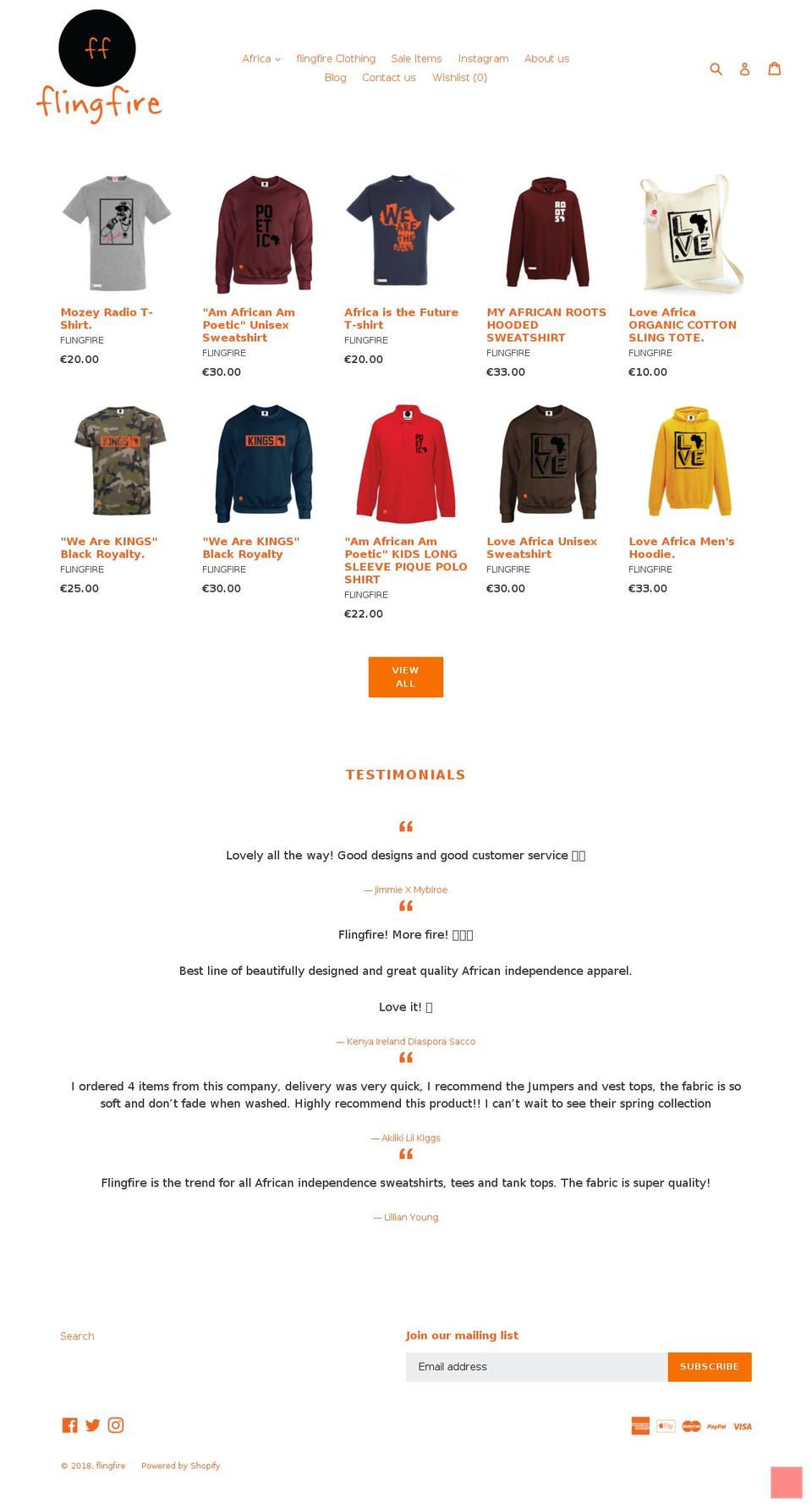 flingfire.net shopify website screenshot