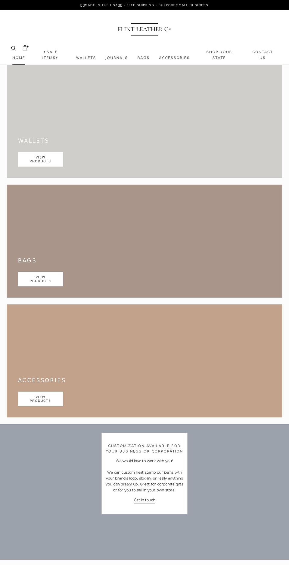 flintleatherco.com shopify website screenshot