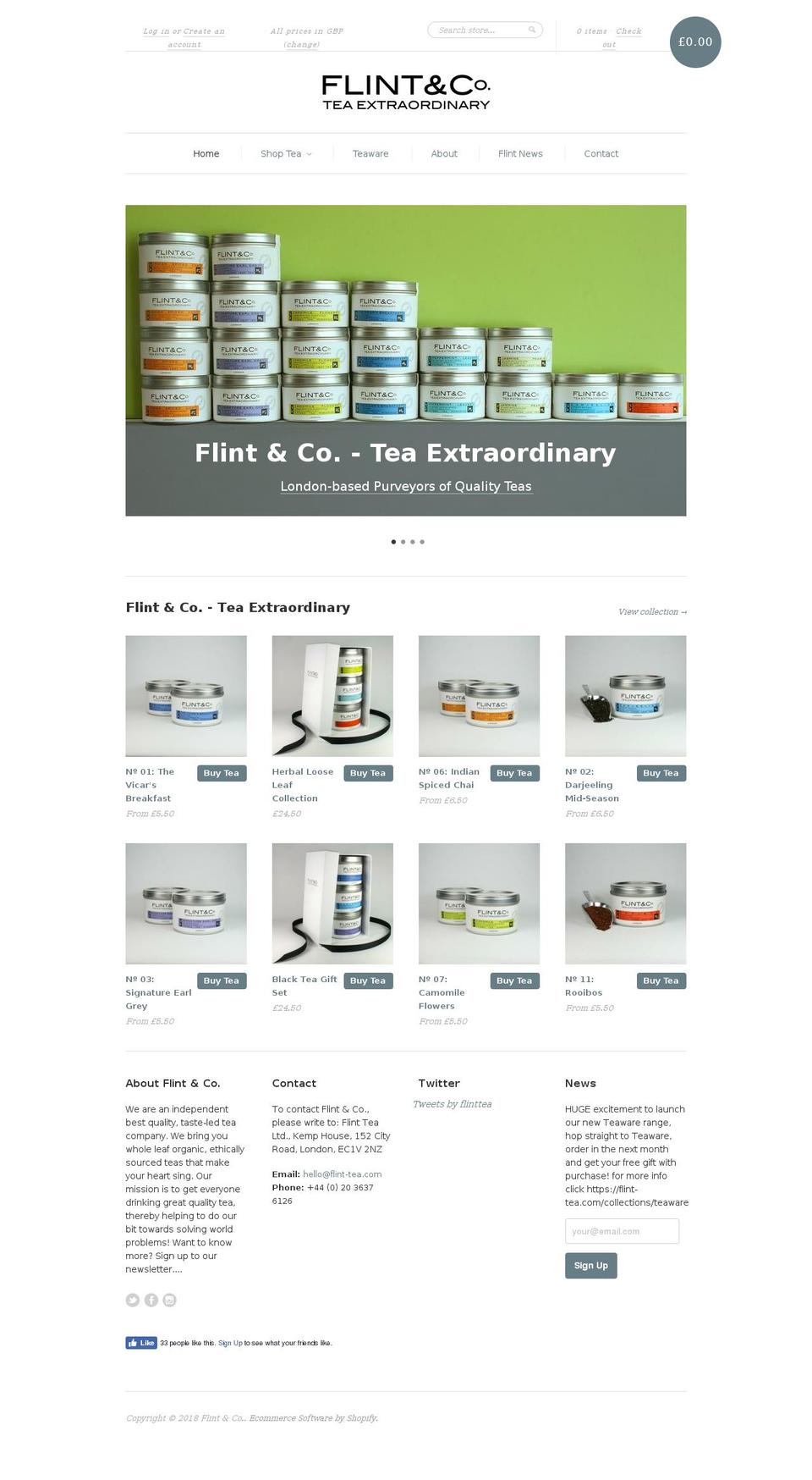 flinttea.com — Shopify storefront screenshot