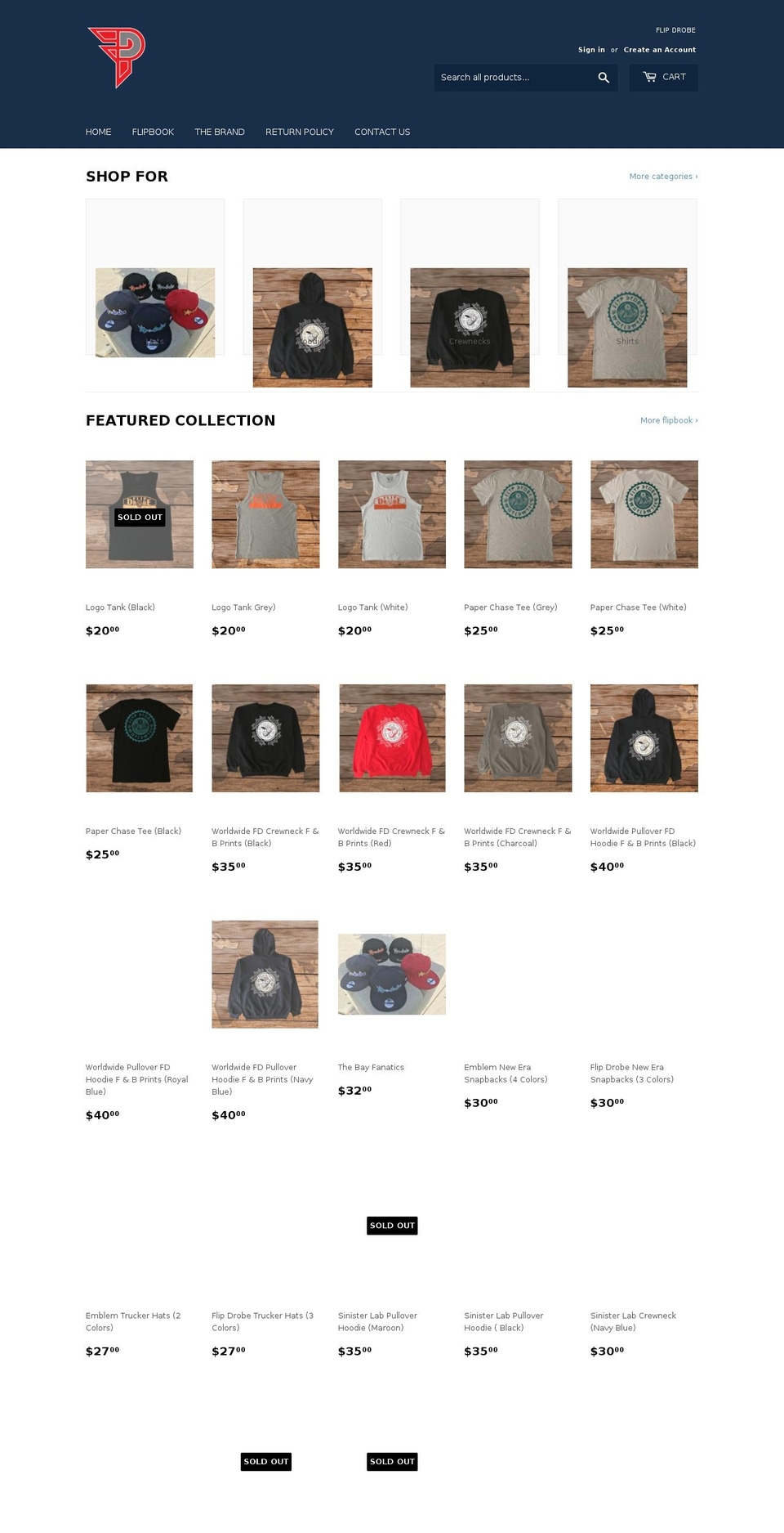 flipdrobe.com — Shopify storefront screenshot