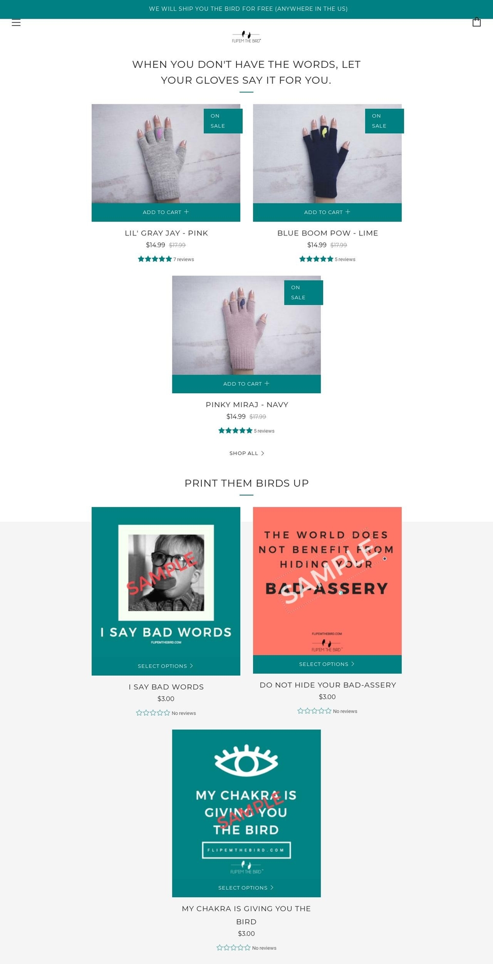 flipemthebird.com — Shopify storefront screenshot