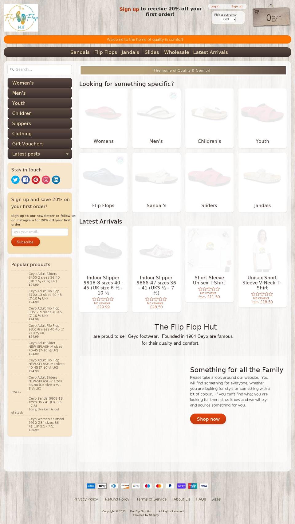 flipflophut.co.uk shopify website screenshot