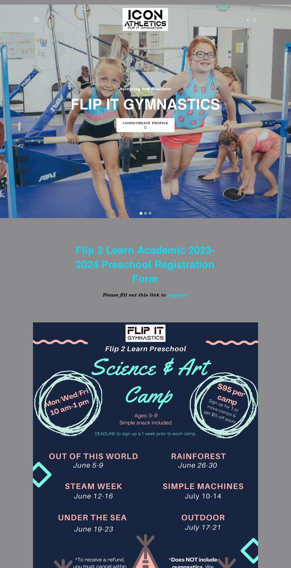 flipitgymnastics.com shopify website screenshot