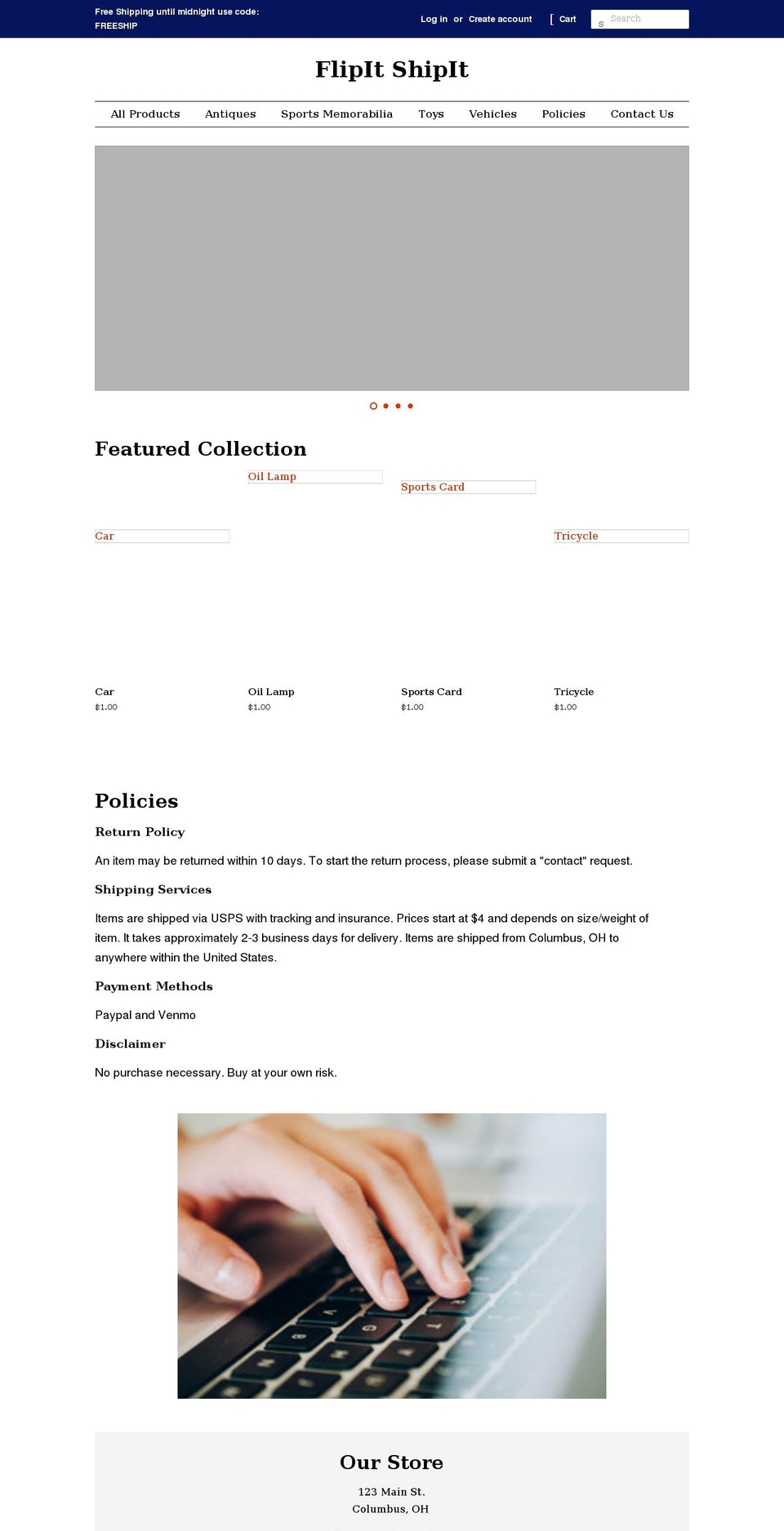 flipitshipit.com shopify website screenshot