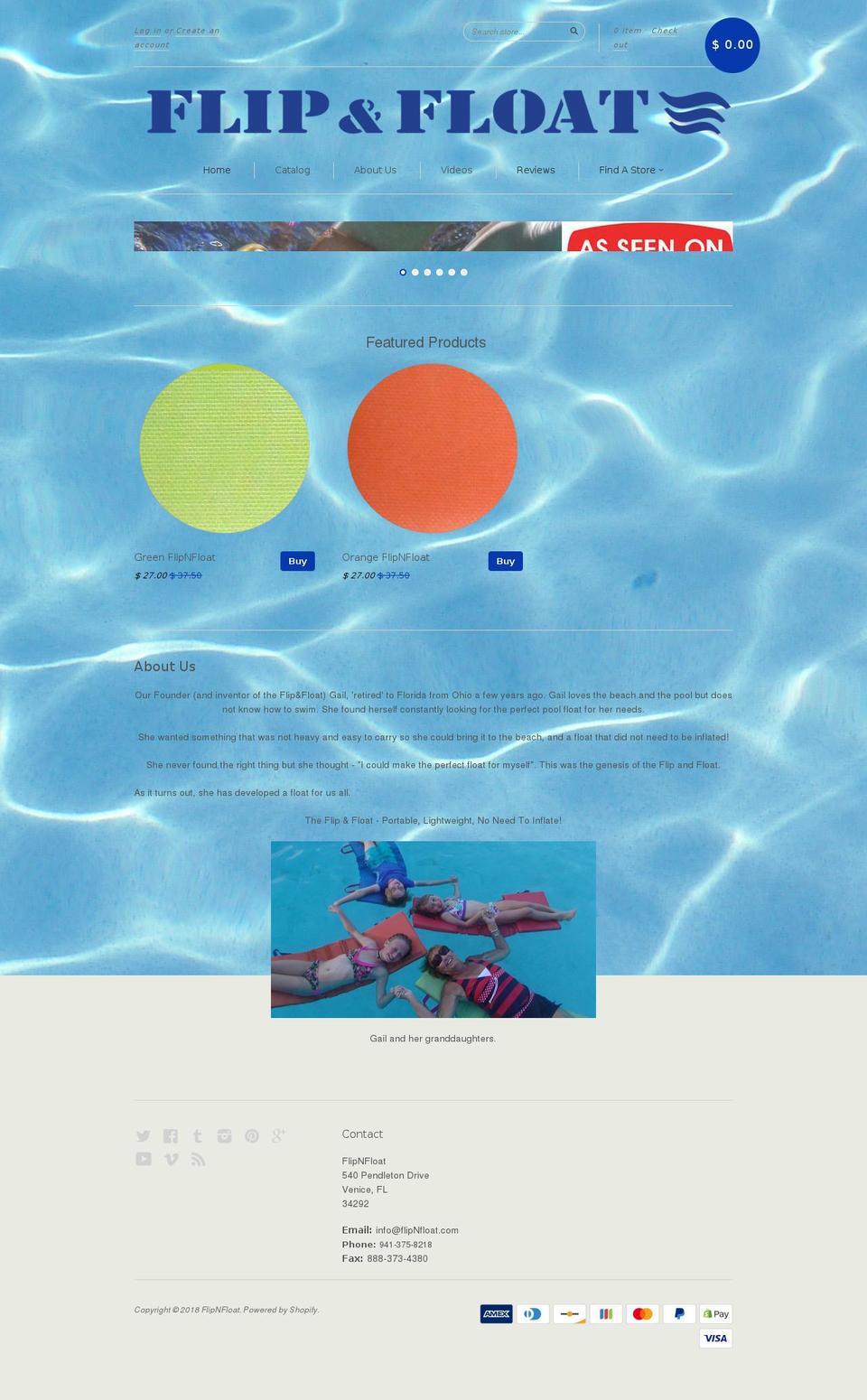 flipnfloat.com — Shopify storefront screenshot