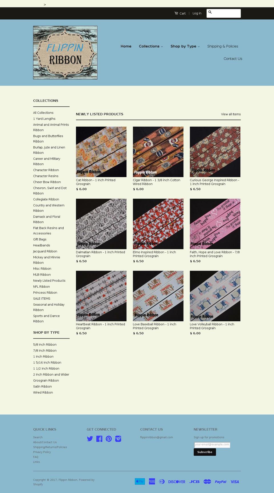 flippinribbon.com shopify website screenshot