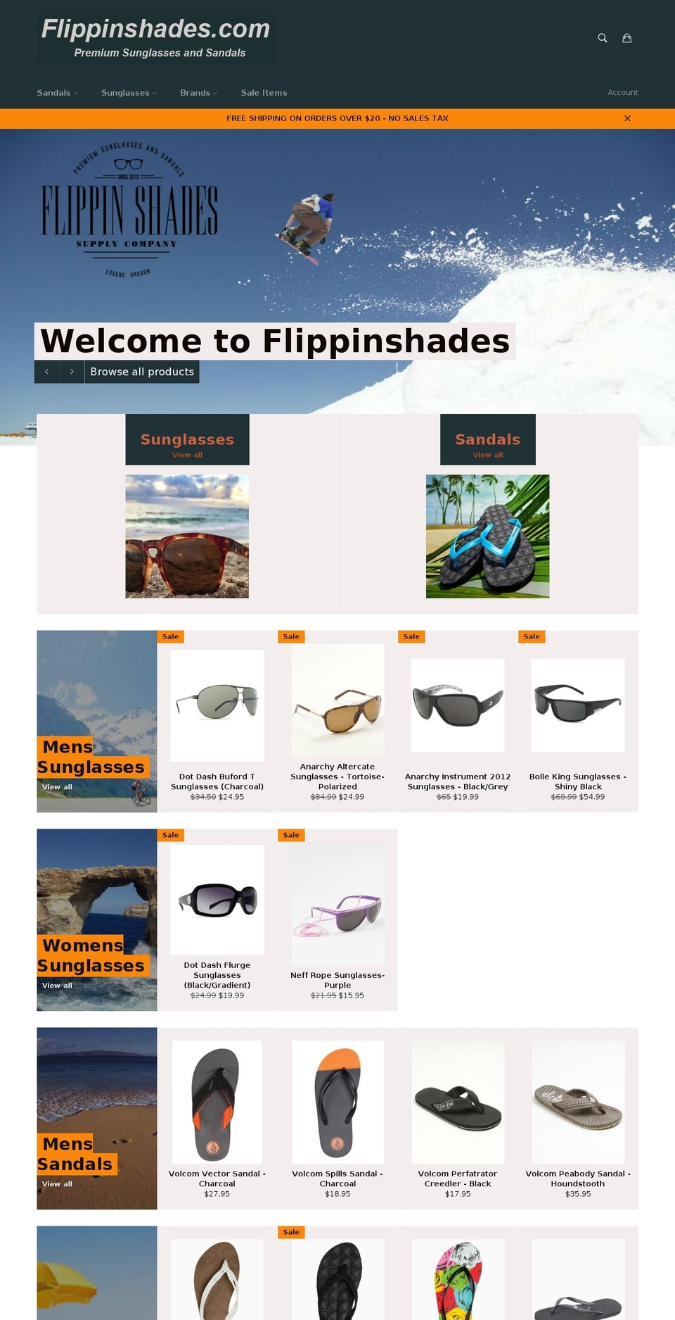 flippinshades.com shopify website screenshot