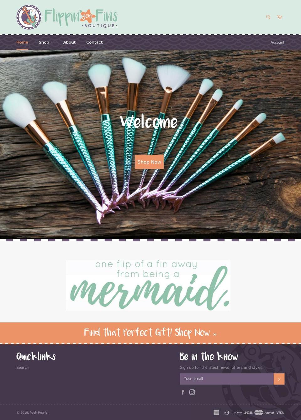 flippinyourfins.com — Shopify storefront screenshot