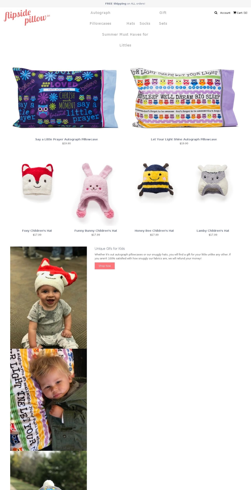 flipsidepillows.com — Shopify storefront screenshot