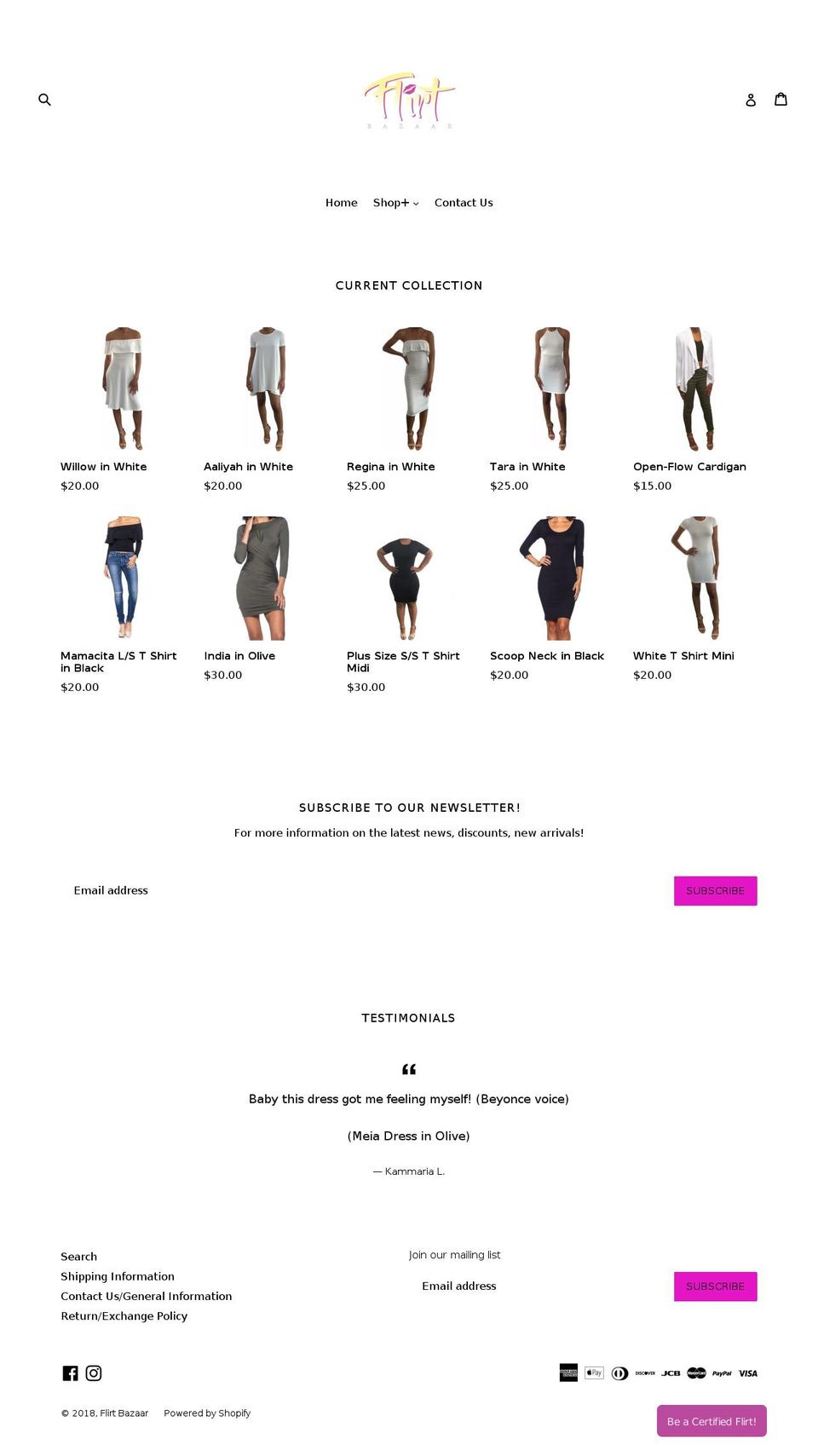 flirtbazaar.com — Shopify storefront screenshot