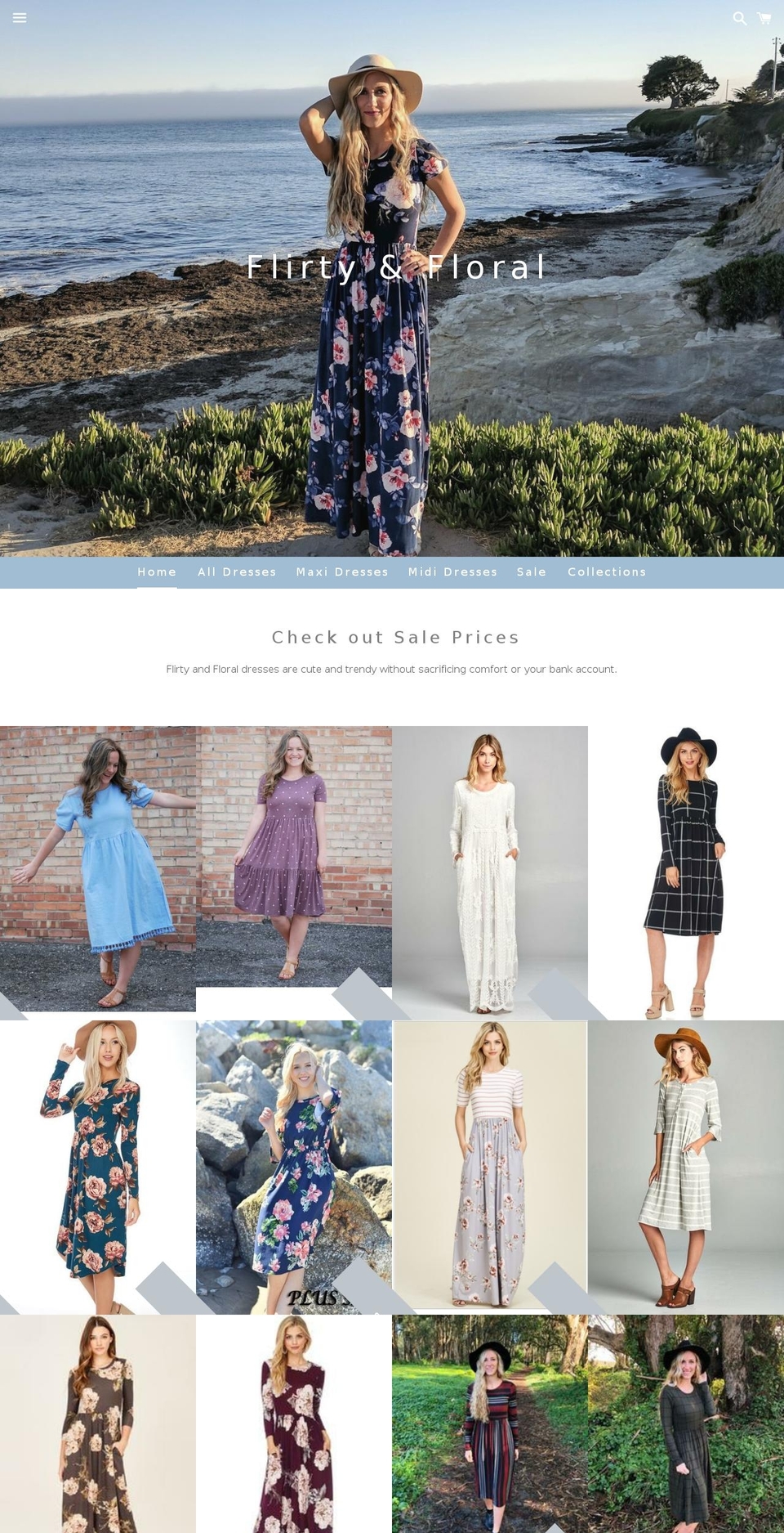 flirtyandfloral.com shopify website screenshot