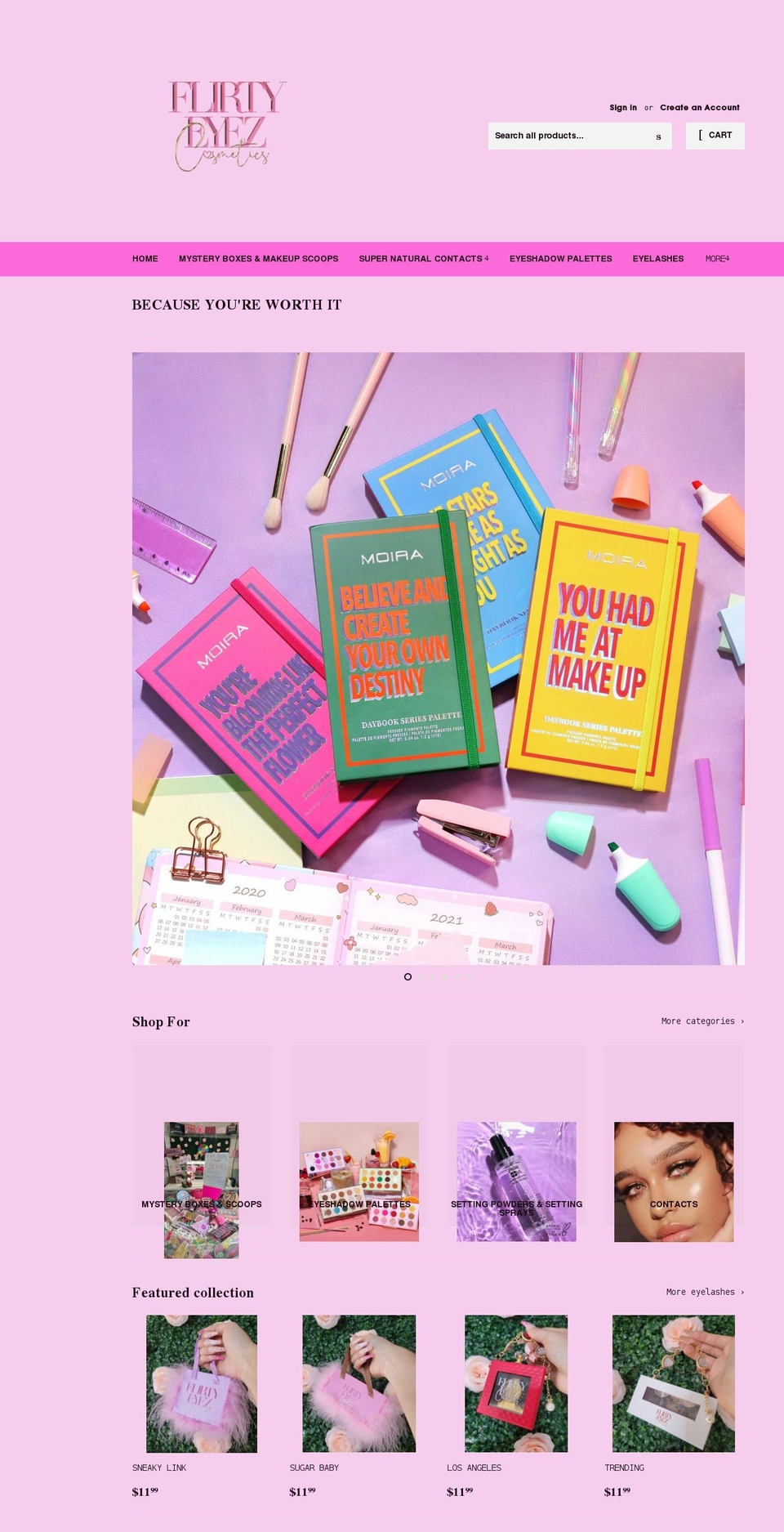 flirtyeyez.net shopify website screenshot