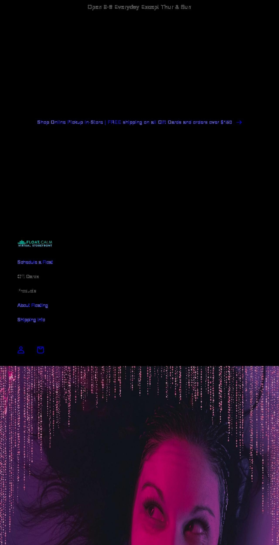 floatcalm.net shopify website screenshot