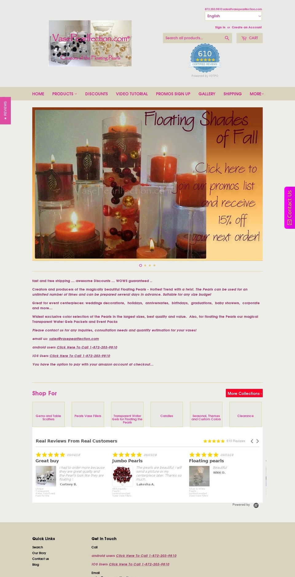 floating-pearls.com shopify website screenshot