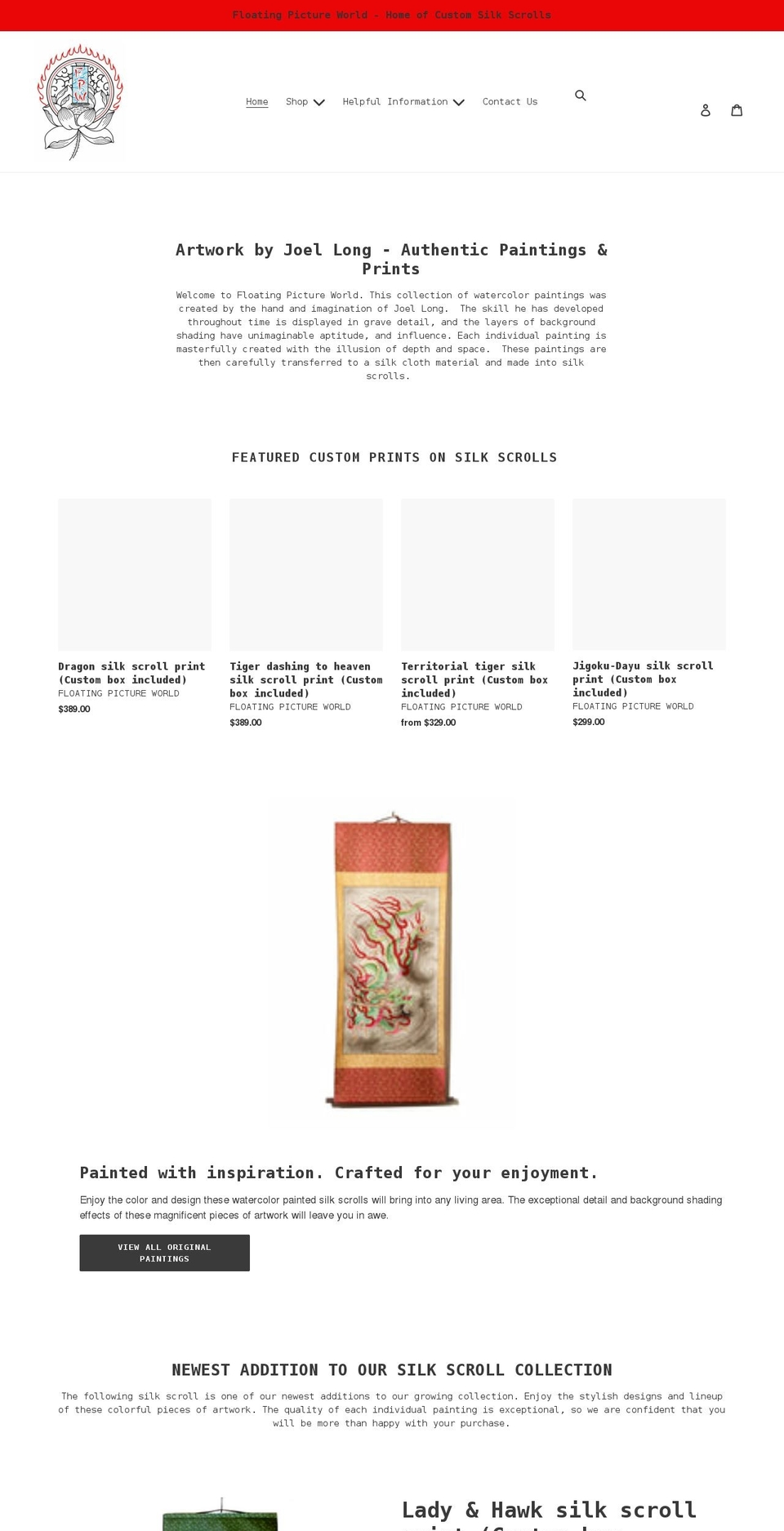 floatingpictureworld.com shopify website screenshot