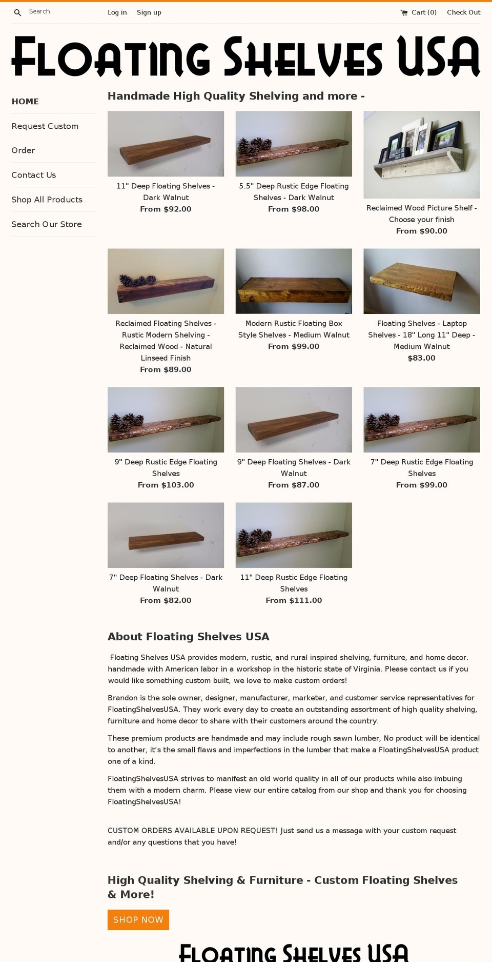 floatingshelvesusa.com — Shopify storefront screenshot