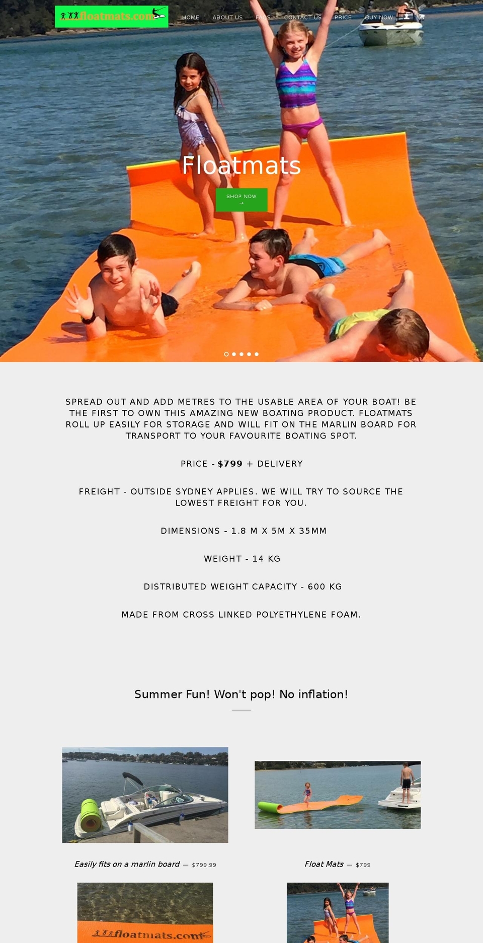 floatmats.com shopify website screenshot